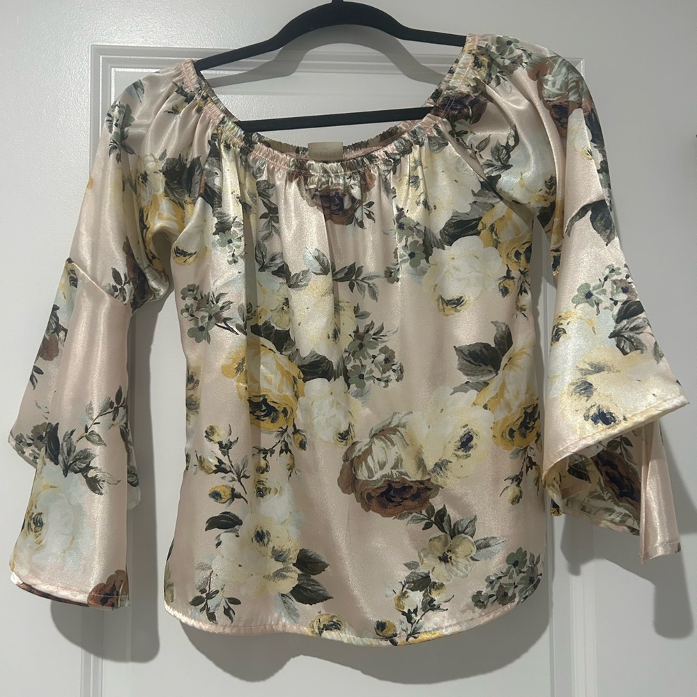 Floral Off-Shoulder Blouse - Cream and Yellow
